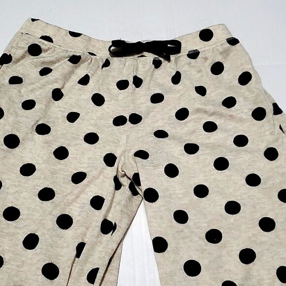 PJ Couture Cream & Black Polka Dots Comfy Soft Loungewear Pajama Pants - Picture 2 of 6